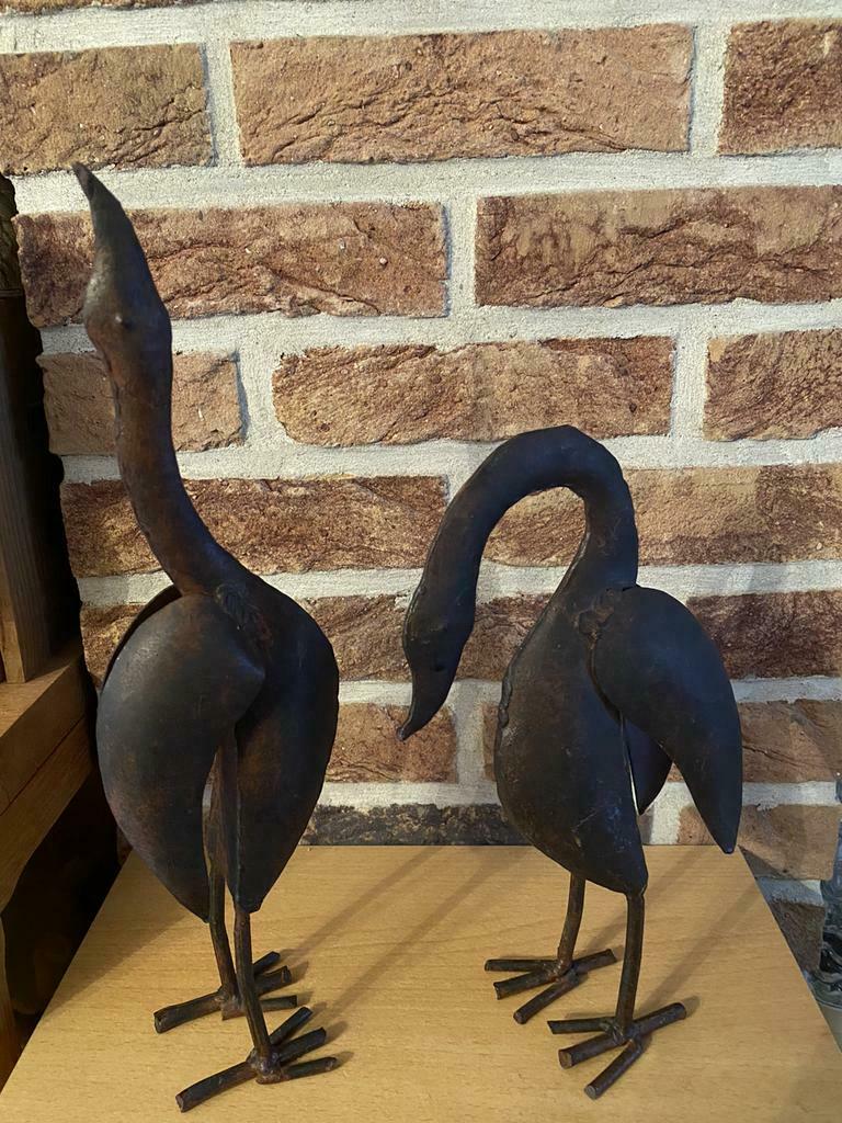Paire d oiseaux en métal excellent état hauteur 35 et 25 cm, Jardin & Terrasse