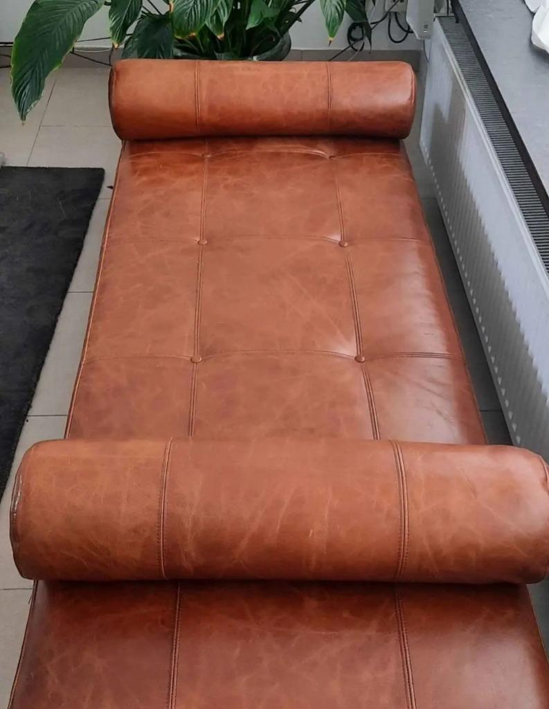 Daybed distressed leather leren zetel, Moins de 75 cm, 150 à 200 cm, Comme neuf, Enlèvement