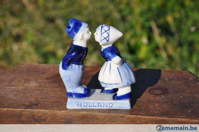 couple de hollandais amoureux delft, Antiquités & Art, Art | Sculptures & Bois