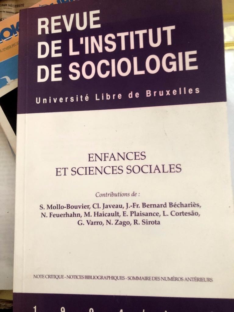 Enfances et sciences sociales, revue de l institut de socio, Ophalen of Verzenden, Collectif, Sociale wetenschap