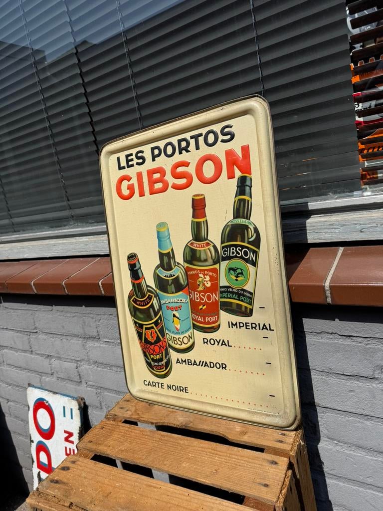 Panneau d'affichage GIBSON Port ancien 1936, Enlèvement ou Envoi, Utilisé, Panneau publicitaire