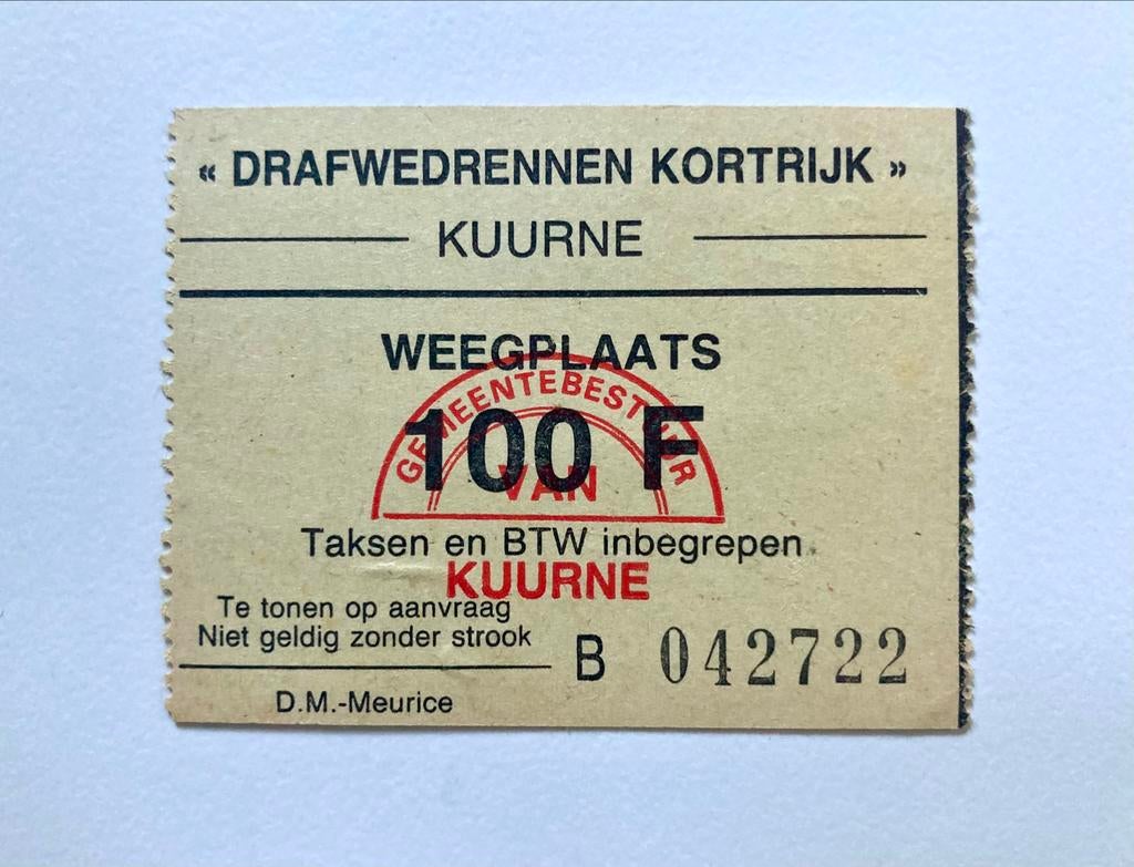 oud ticket drafwedrennen Kortrijk Kuurne 1989, Tickets & Billets, Sport | Autre
