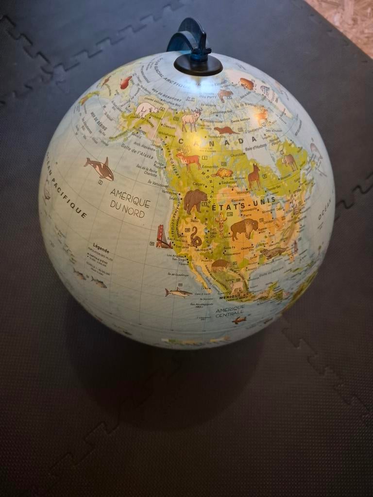 Wereldbol met licht Franse taal, Antiek en Kunst, Ophalen