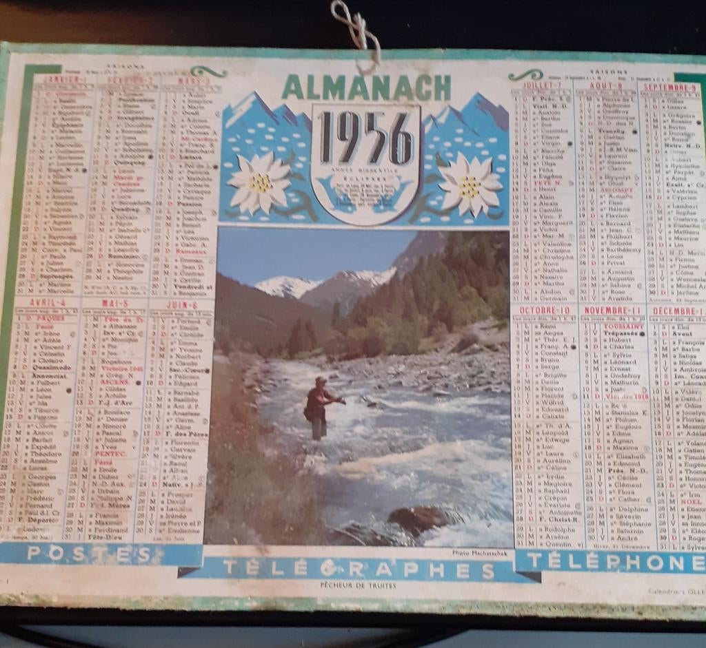 calendrier almanach ptt France 1956, Verzamelen, Ophalen of Verzenden, Gebruikt