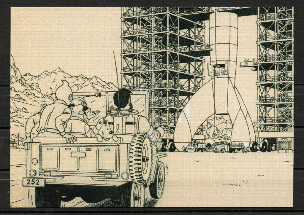 Carte postale : Hergé : Tintin : On a marché sur la lune, Collections, Enlèvement ou Envoi
