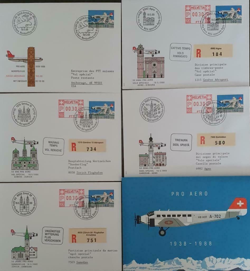 Enveloppen met zegels van Swissair, Enlèvement ou Envoi, Affranchi