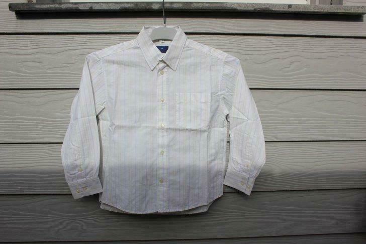 Chemise CYRILLUS blanche avec fines rayures  (8 ans), Enlèvement ou Envoi, Utilisé, Garçon, Chemise ou À manches longues