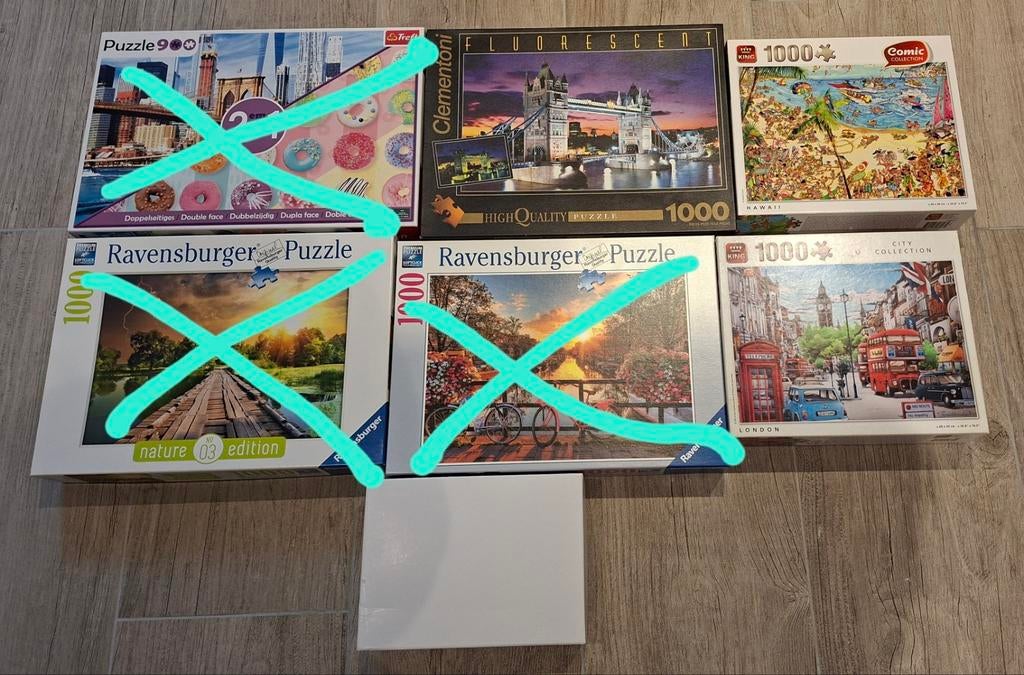 Set van 4 puzzels, Hobby en Vrije tijd, Denksport en Puzzels, Zo goed als nieuw, Legpuzzel