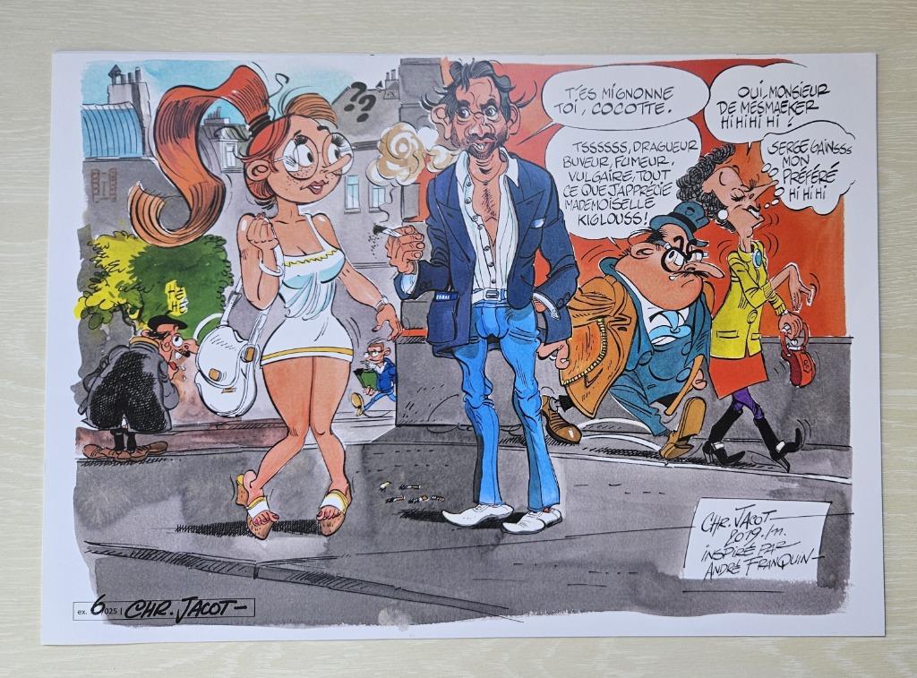 Estampe hommage Franquin 42x30 Neuf, Une BD, Envoi, Comme neuf, Jacot (Franquin)
