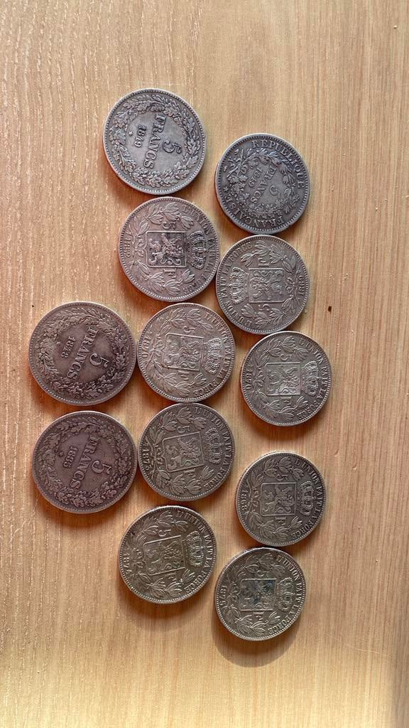 Pieces de 5 francs belge  en argent leopold 2 de 1835 a 1875, Ophalen, Zilver, Losse munt, Zilver