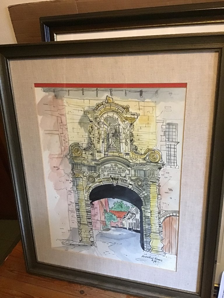 Schilderij begijnhof Diest, Antiek en Kunst, Kunst | Schilderijen | Klassiek, Stads- / dorpsgezicht, Klassiek, Olieverf, Overige ondergronden