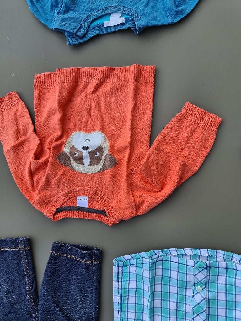 oranje pull, trui met hond 9m 74cm, Enfants & Bébés, Enlèvement, Comme neuf
