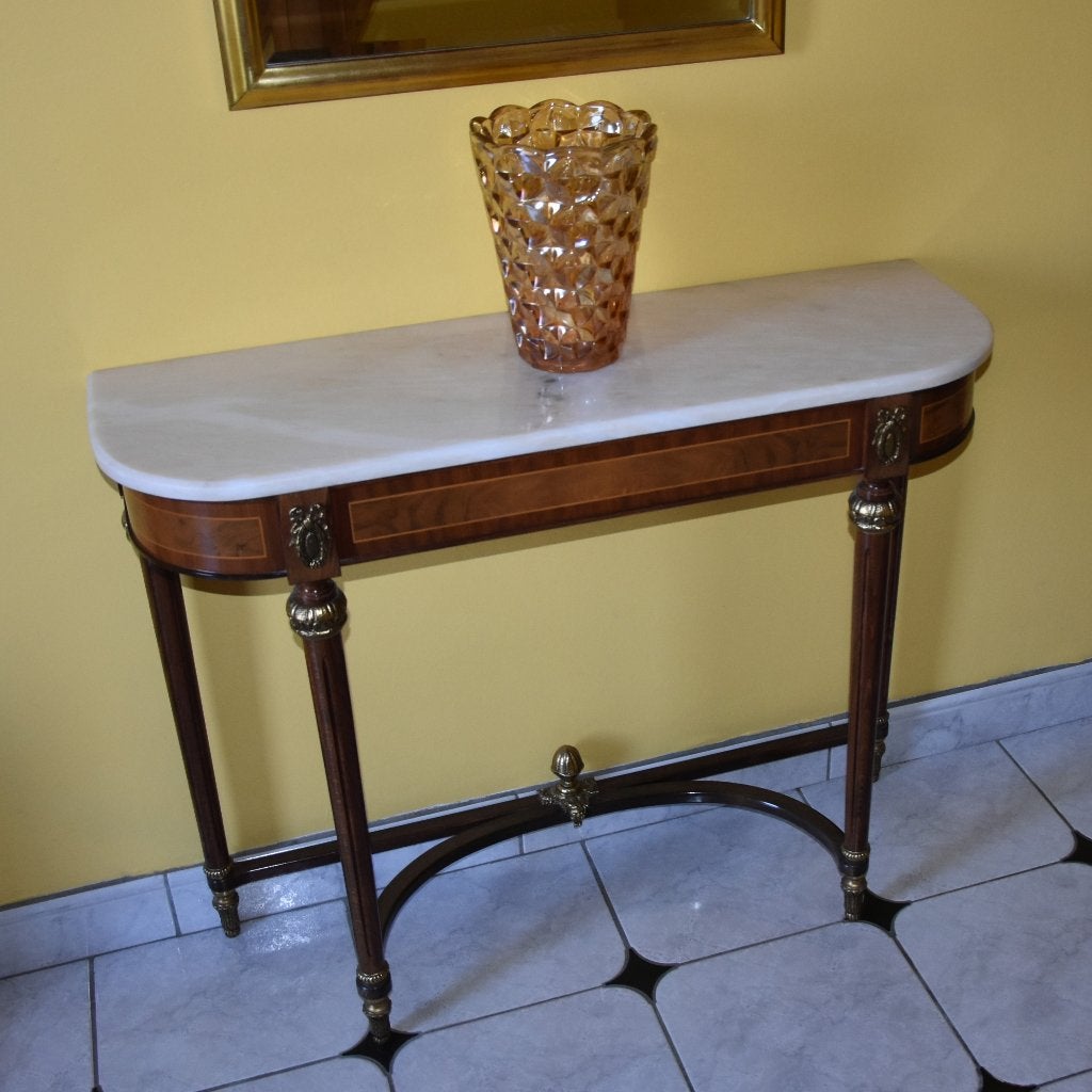 Console en bois avec plateau en marbre, Enlèvement, Comme neuf, Bois
