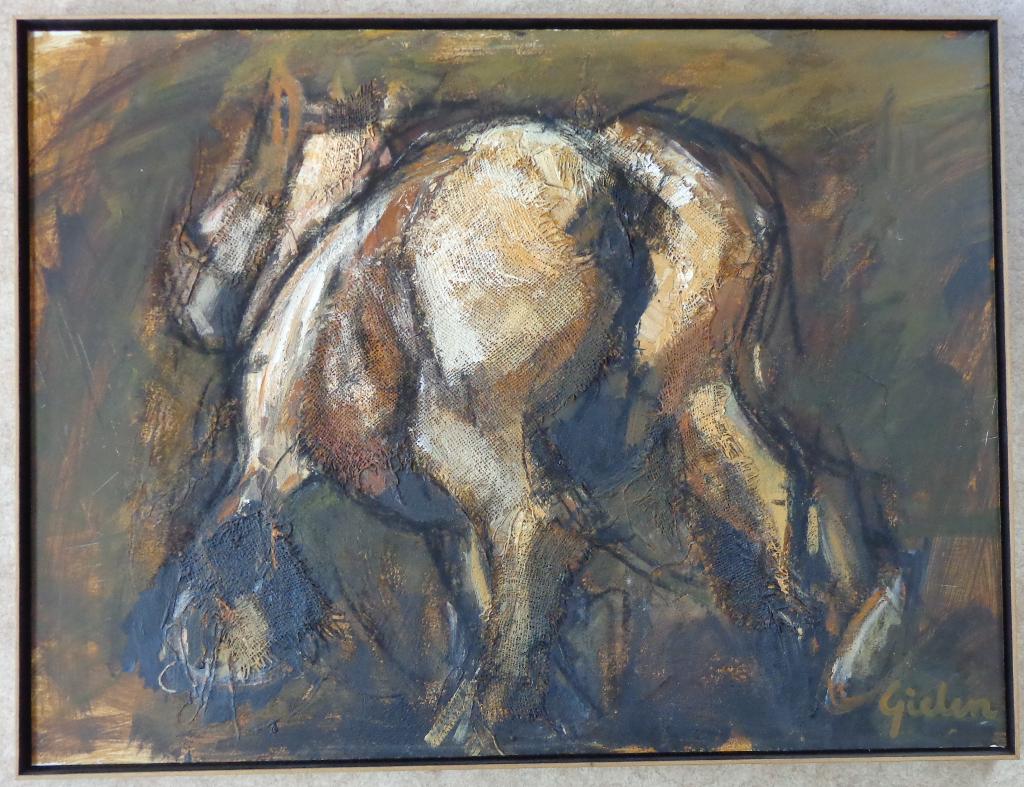 GIELEN / BRABANTS TREKPAARD / OLIEVERF / 82x108cm / KADER, Enlèvement