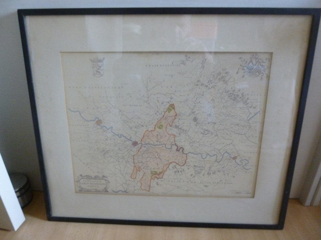 oude kaart omgeving Kortrijk - Harelbeke, Antiek en Kunst, Curiosa en Brocante, Ophalen of Verzenden