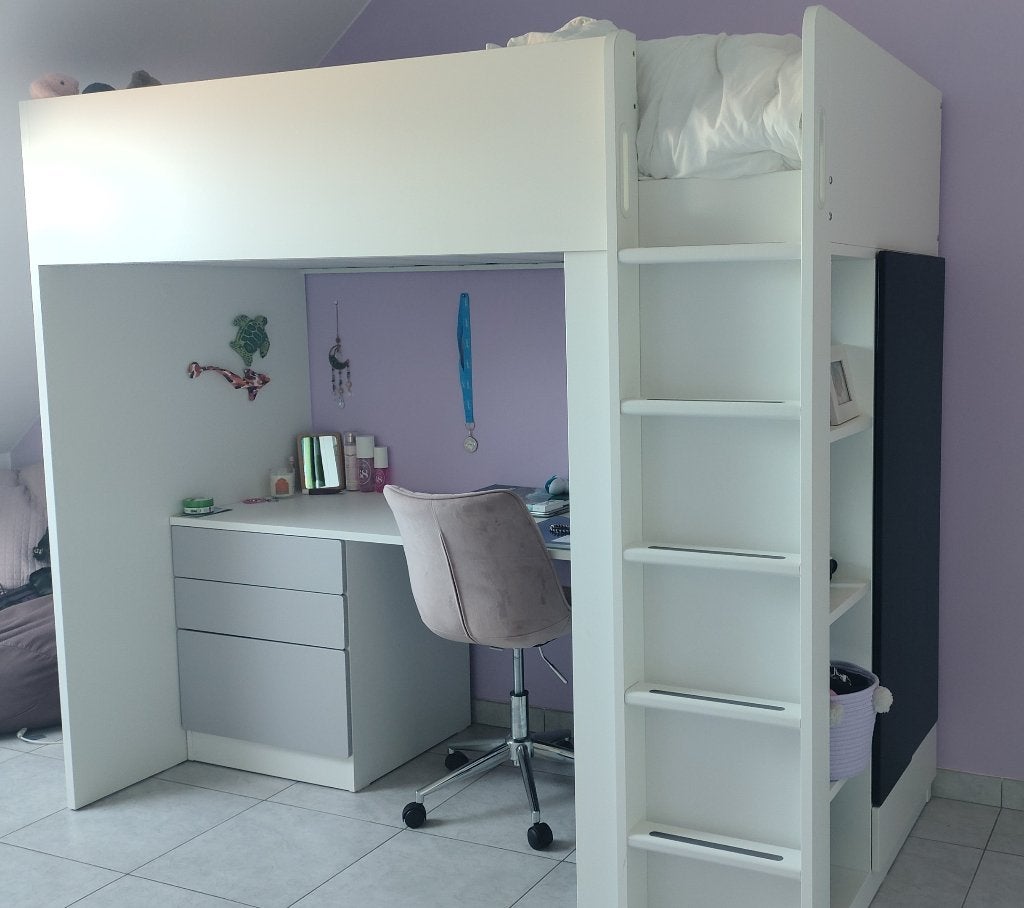 Hoogslaper met kast en bureau, Ophalen, Zo goed als nieuw, Eenpersoons, Hoogslaper