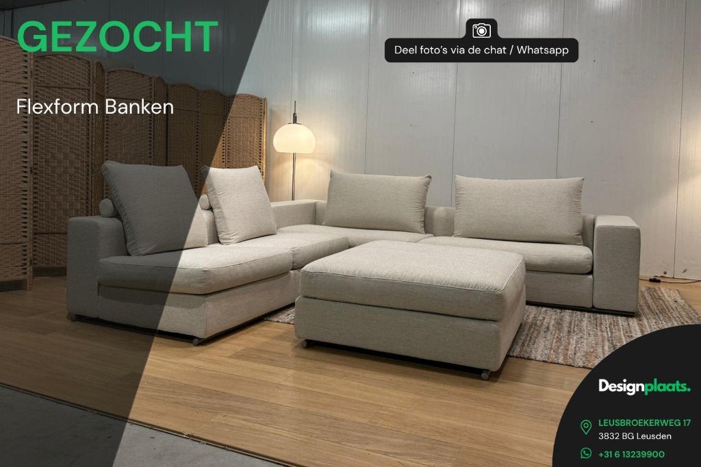 GEZOCHT: Flexform Bank / Hoekbank — Direct Inkoop, Huis en Inrichting, Zetels | Zetels, Hoekbank, Ophalen of Verzenden
