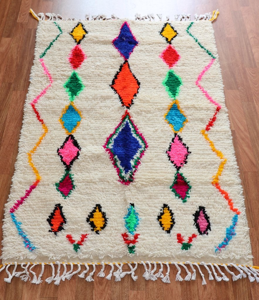 Tapis berbère marocain laine artisanal 147x95cm, fait main, Neuf, 100 à 150 cm, 50 à 100 cm, Rectangulaire