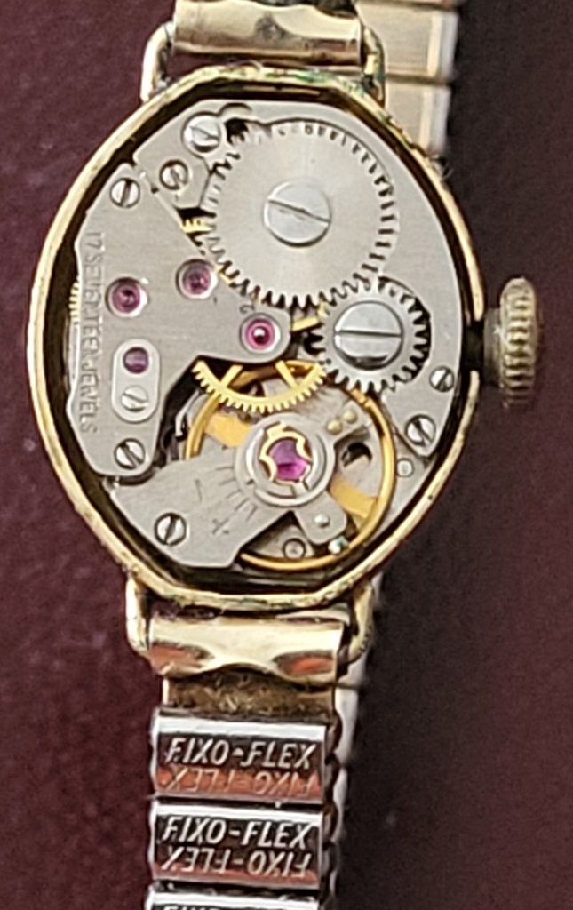 Vintage horloge Verguld, Handtassen en Accessoires, Horloges | Antiek, Ophalen, Polshorloge, Met bandje, 1930 tot 1960