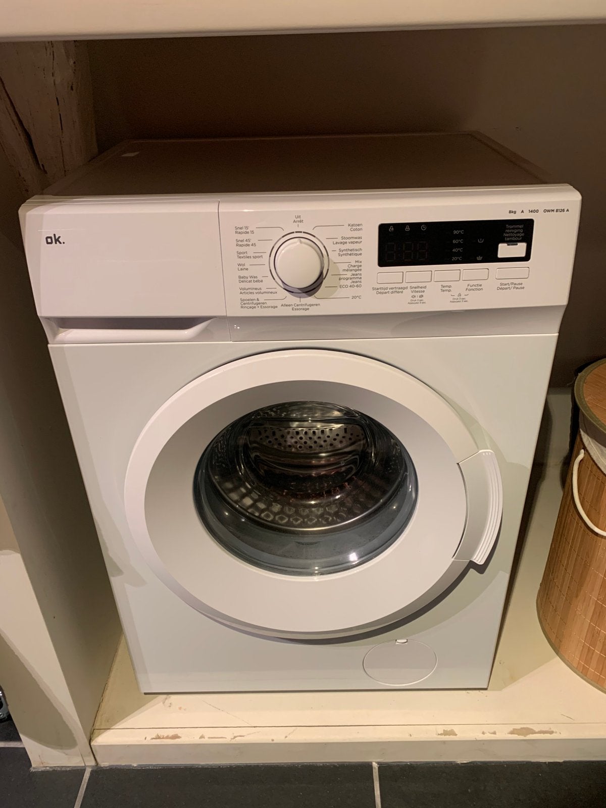 Wasmachine, merk: OK 8kg, Ophalen, Gebruikt, Voorlader, 1200 tot 1600 toeren