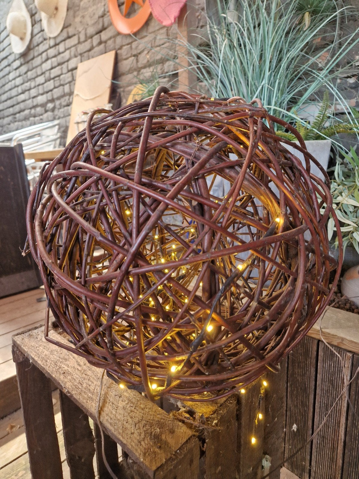 verlichtende deco krans hout, Huis en Inrichting, Woonaccessoires | Kransen, Ophalen, Zo goed als nieuw, Krans, Hout