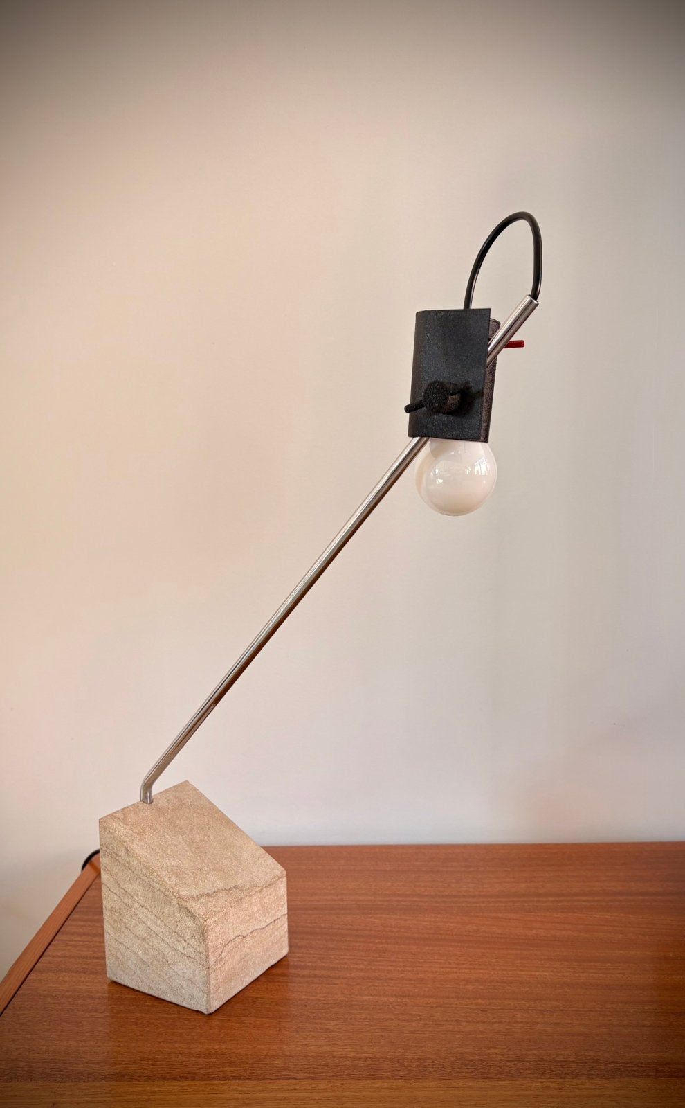 Lampe Flli.Mannelli en travertin italien vintage, Comme neuf, Synthétique, Enlèvement, Avec interrupteur