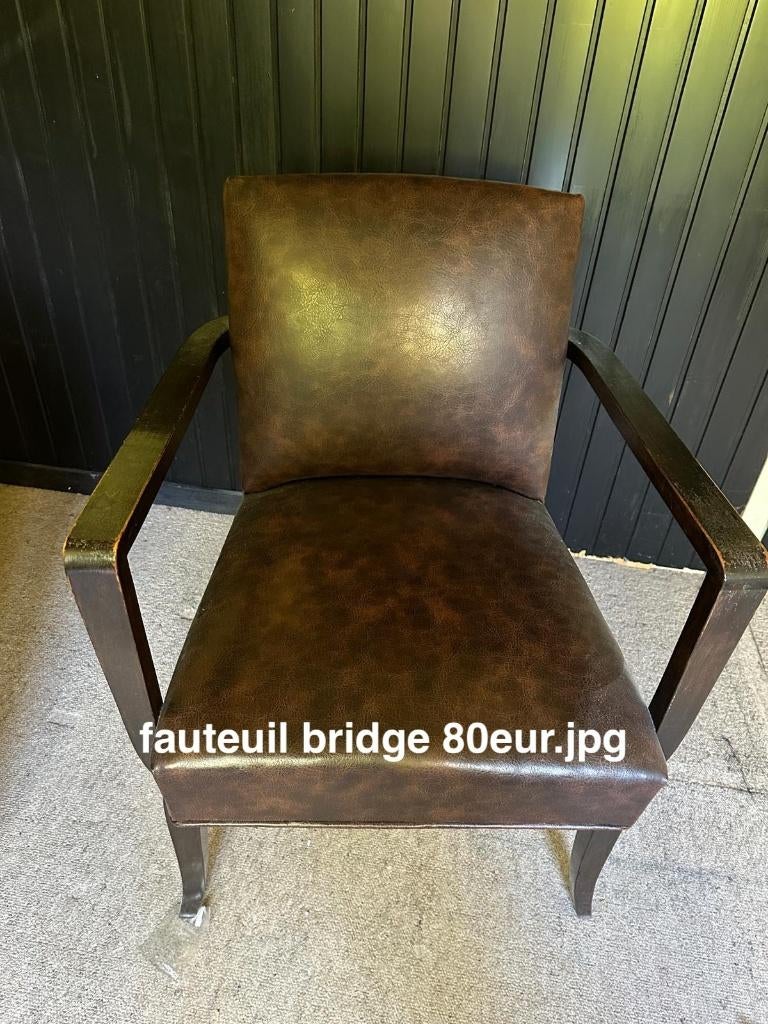 Verouderde leren fauteuil met 2 armleuningen, Ophalen, Gebruikt, Leer