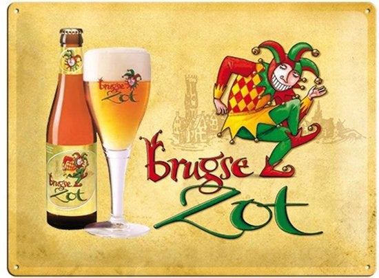 Metalen reclamebord Brugse Zot - retro vintage mancave, Verzamelen, Ophalen of Verzenden, Nieuw, Reclamebord, Plaat of Schild