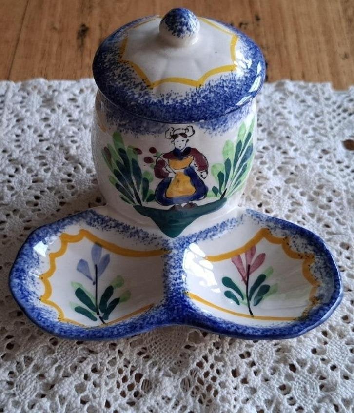 Frans brocante peper / zout / mosterd stel, Pornic, Antiquités & Art, Curiosités & Brocante, Enlèvement ou Envoi