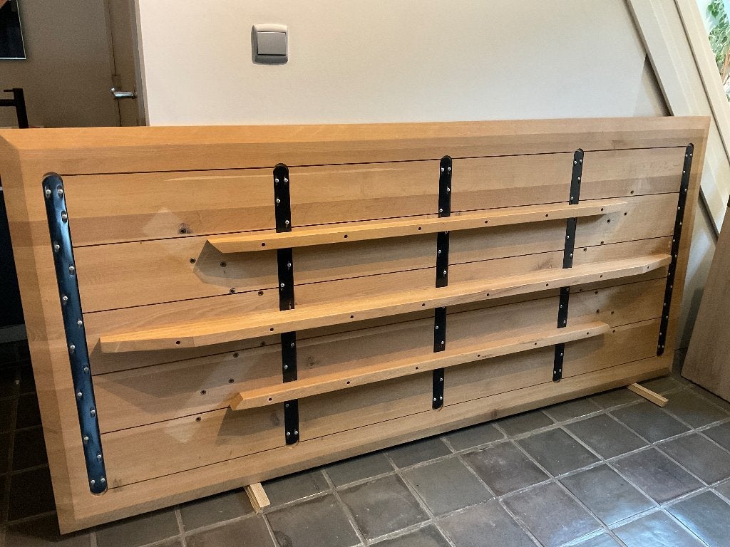 Eiken eettafel, moderne look, Huis en Inrichting, Ophalen, Gebruikt, Eikenhout, Modern