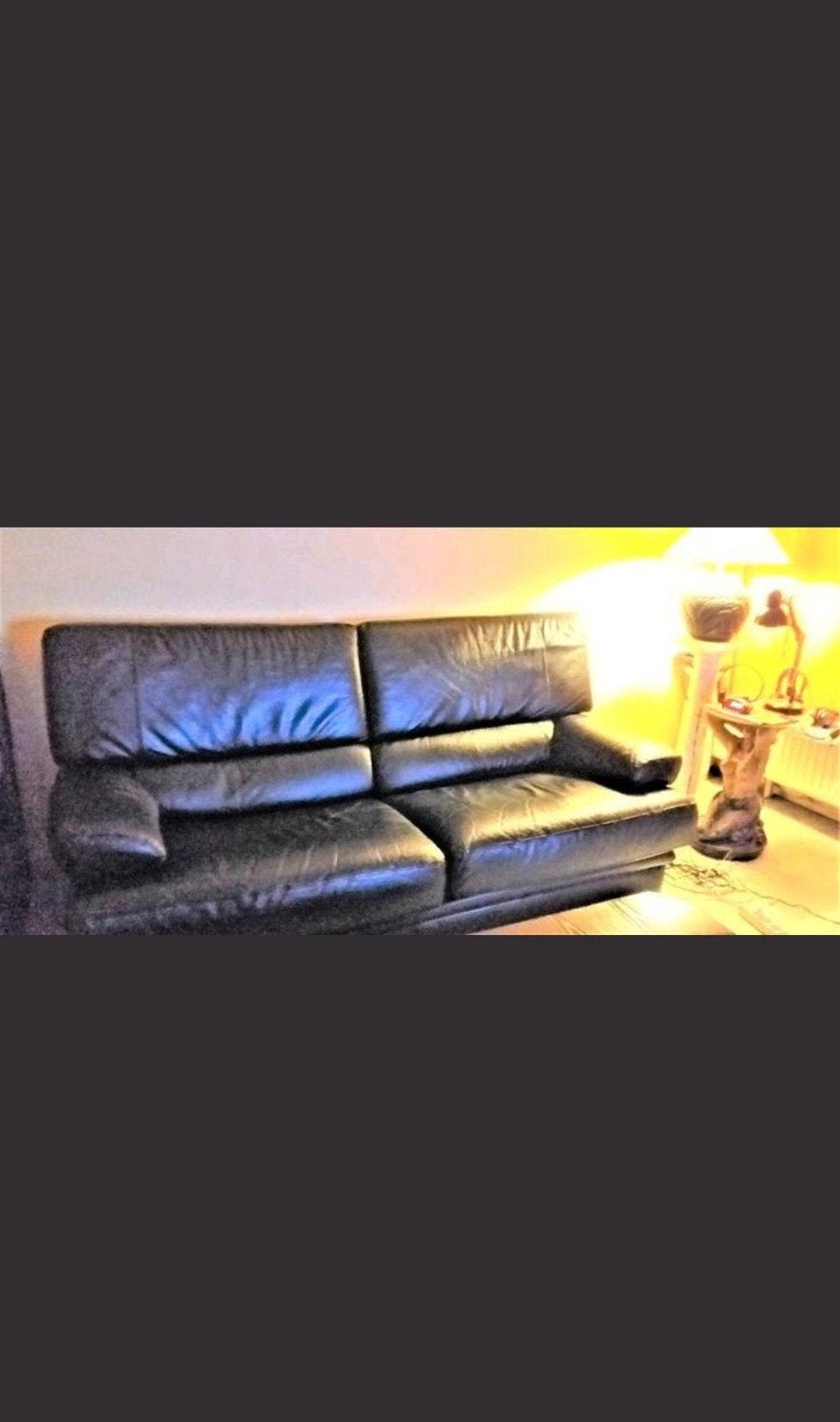 Buffalo blak leren bank 3+2 Chateaux D'Ax, Minder dan 75 cm, 150 tot 200 cm, Zo goed als nieuw, Modern