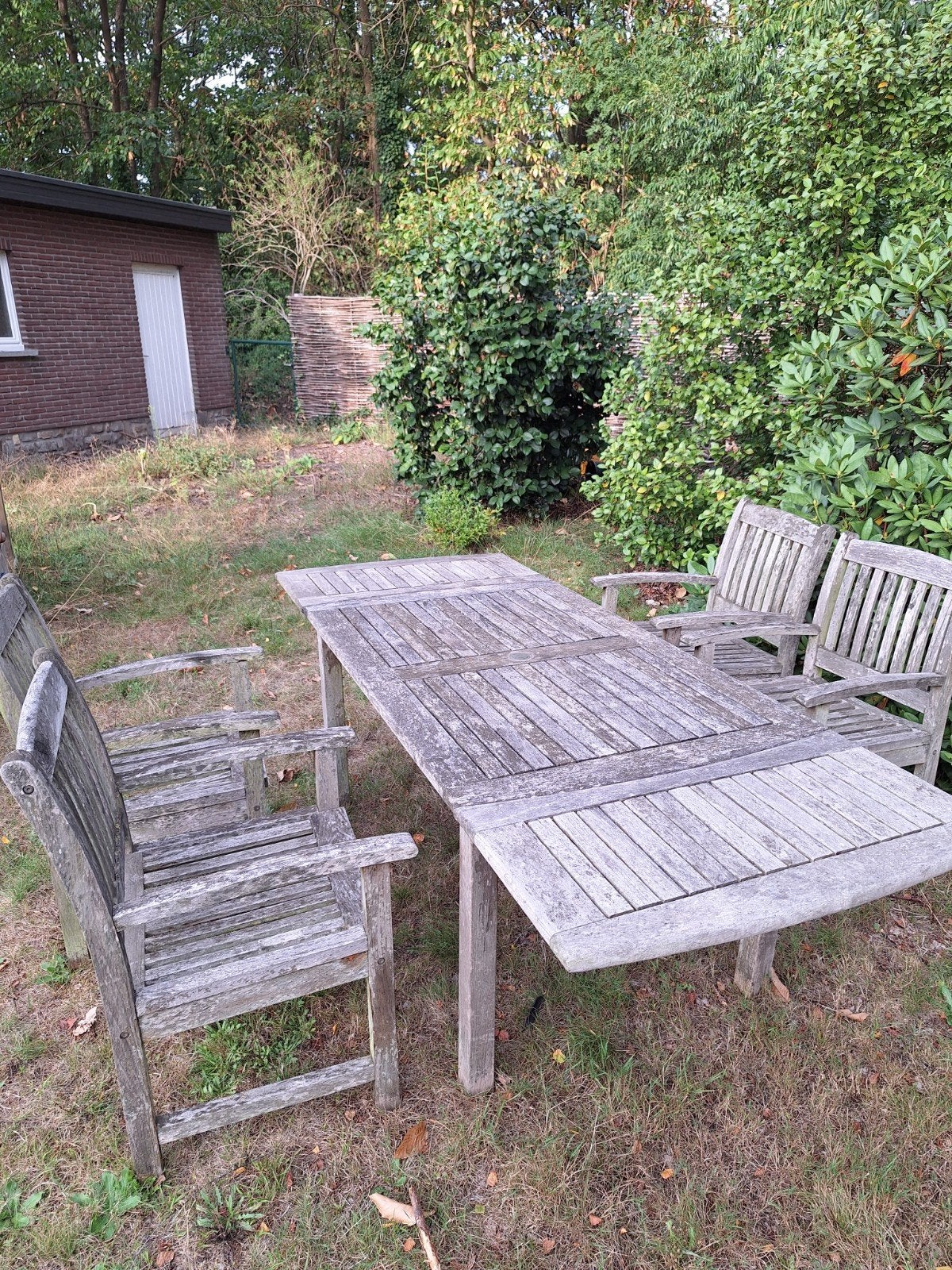 Houten tuintafel 240x90, Tuin en Terras, Ophalen, Gebruikt, Teakhout, 8 zitplaatsen