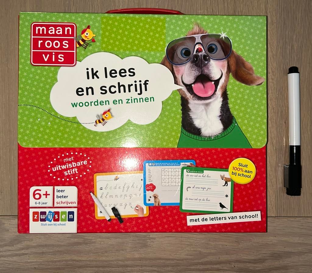 📖 Schrijfkoffertje maan roos vis, Kinderen en Baby's, Ophalen of Verzenden, Zo goed als nieuw, Taal en Lezen