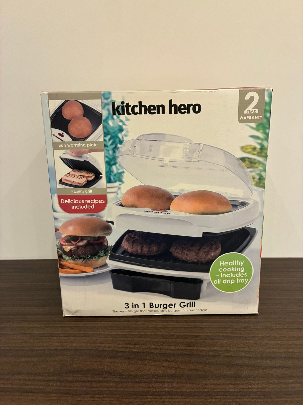 Kitchen hero 3 in 1 burger grill nieuw in doos, Enlèvement, Neuf, Gril de table