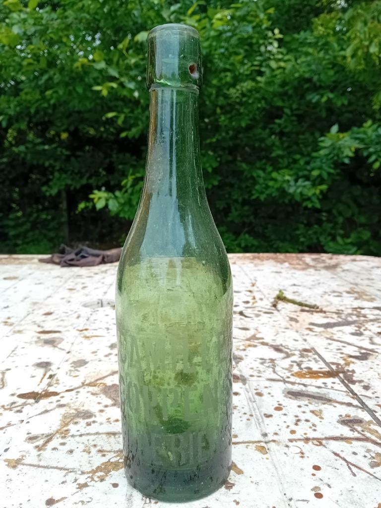 Oude vintage bierfles Camille Coppens Brussel, Ophalen of Verzenden
