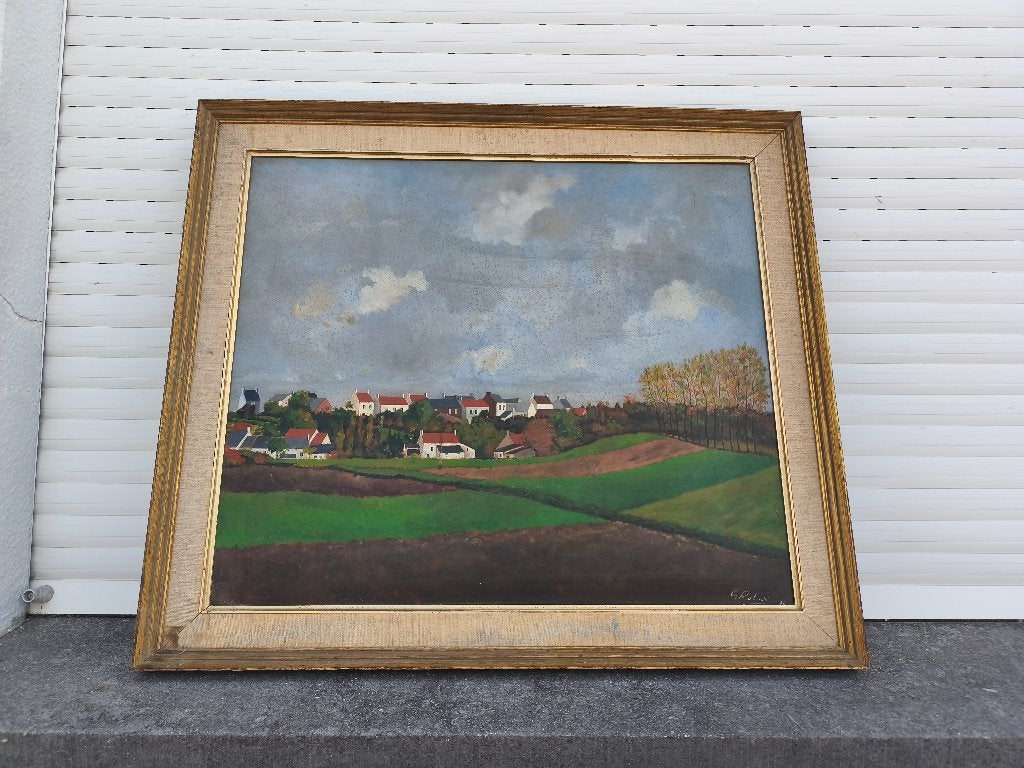 Huile sur panneau paysage signe Georges Roland, Antiek en Kunst, Kunst | Schilderijen | Klassiek, Landschap, Paneel, Ophalen