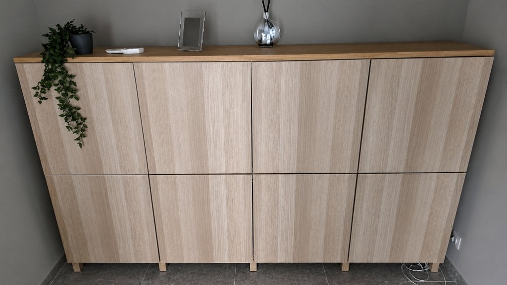 IKEA EIKEN BESTÅ DRESSOIR, Huis en Inrichting, Ophalen, Met deur(en), Natuurlijke eikenafwerking, Zo goed als nieuw