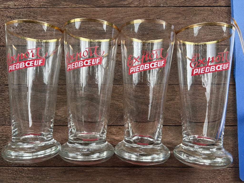 Piedboeuf Export (4 verres) - 33 cl, Collections, Marques de bière, Enlèvement ou Envoi, Utilisé, Verre ou Verres, Autres marques