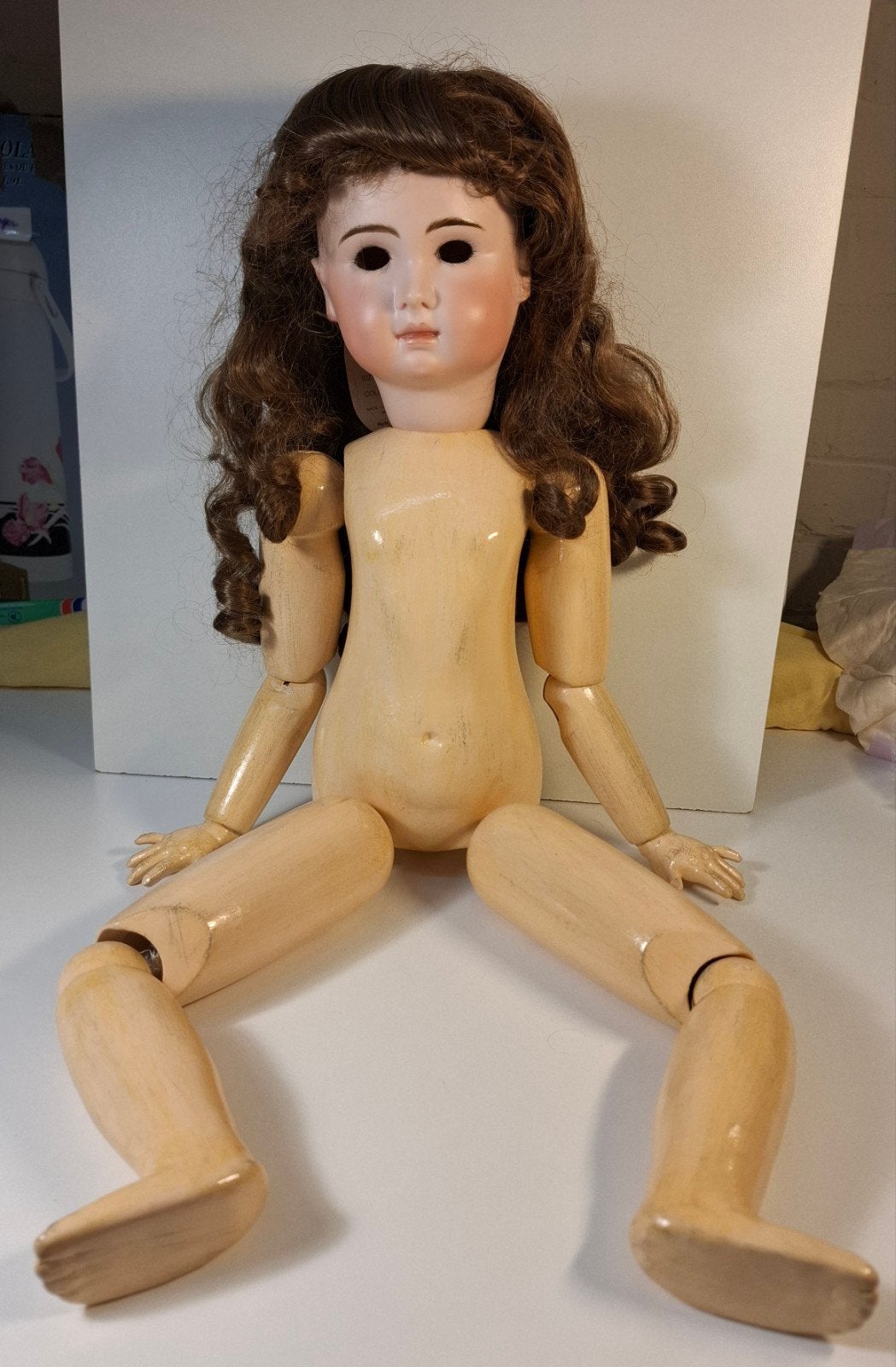 Oude houten pop met zelfgemaakt hoofd.
Hoofd: zelfgemaakt va, Ophalen, Zo goed als nieuw, Pop
