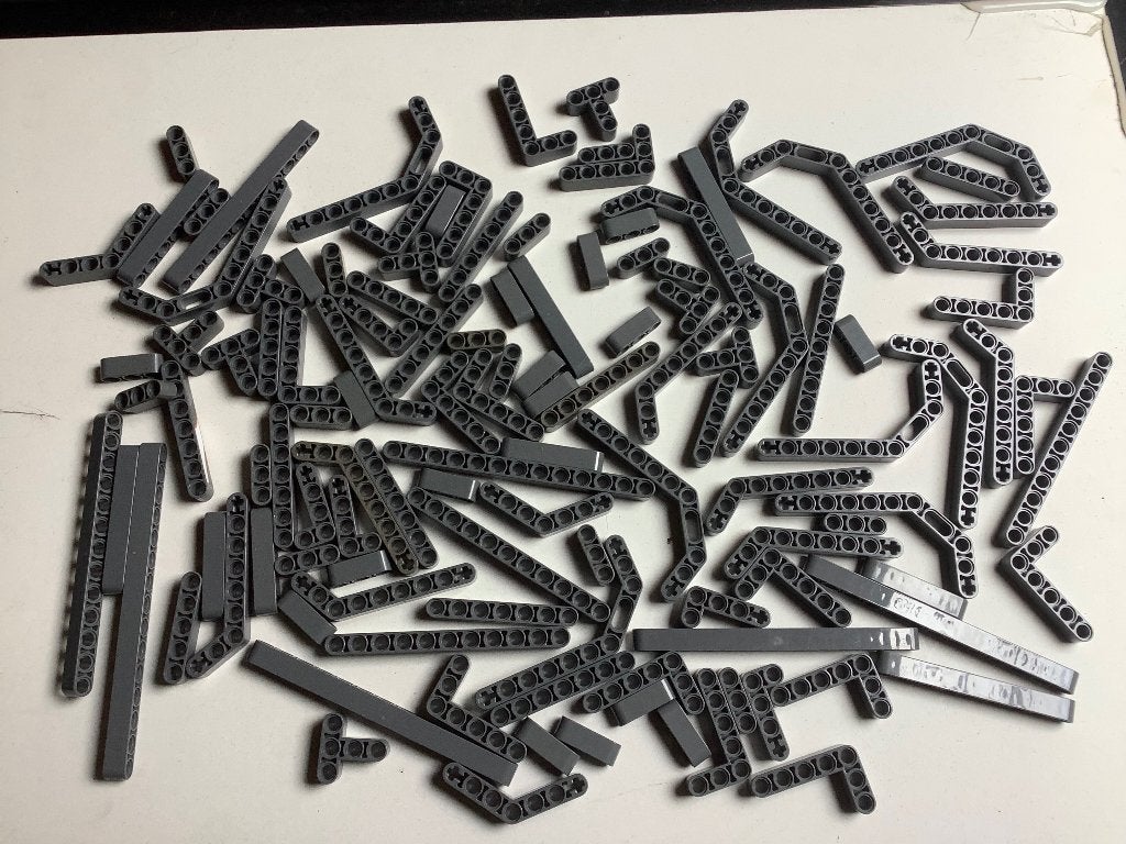 Lego Technic liftarms dark bluish gray 120 st / 203-8, Lego, Ophalen of Verzenden, Zo goed als nieuw, Technic