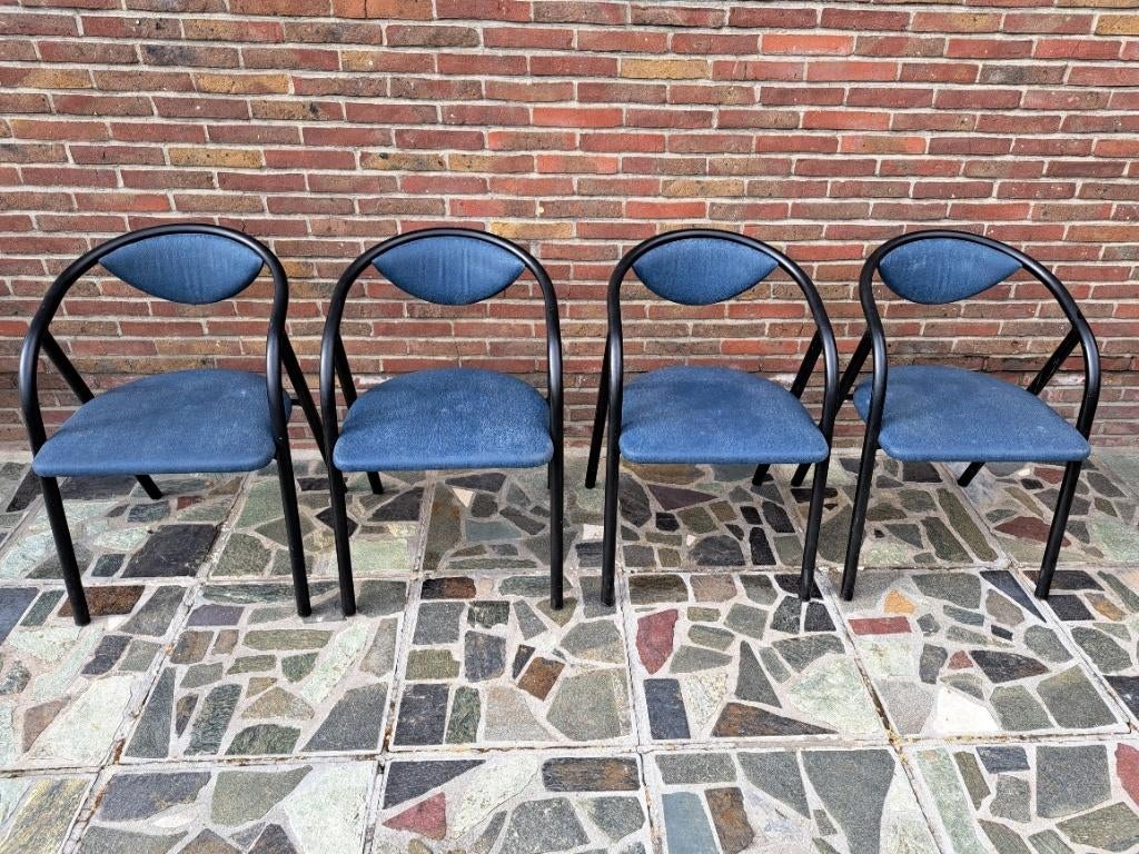 4 stoelen, Huis en Inrichting, Stoelen, Ophalen, Gebruikt, Blauw, Vier