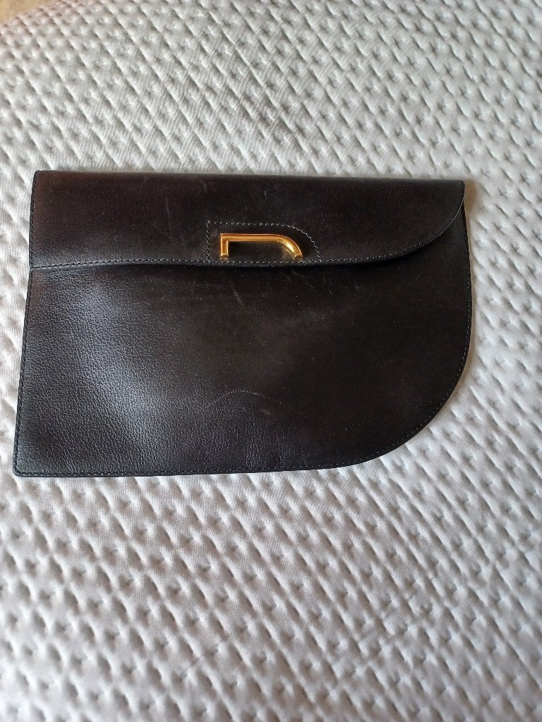 DELVAUX Sac pochette noir siglé, Envoi, Noir
