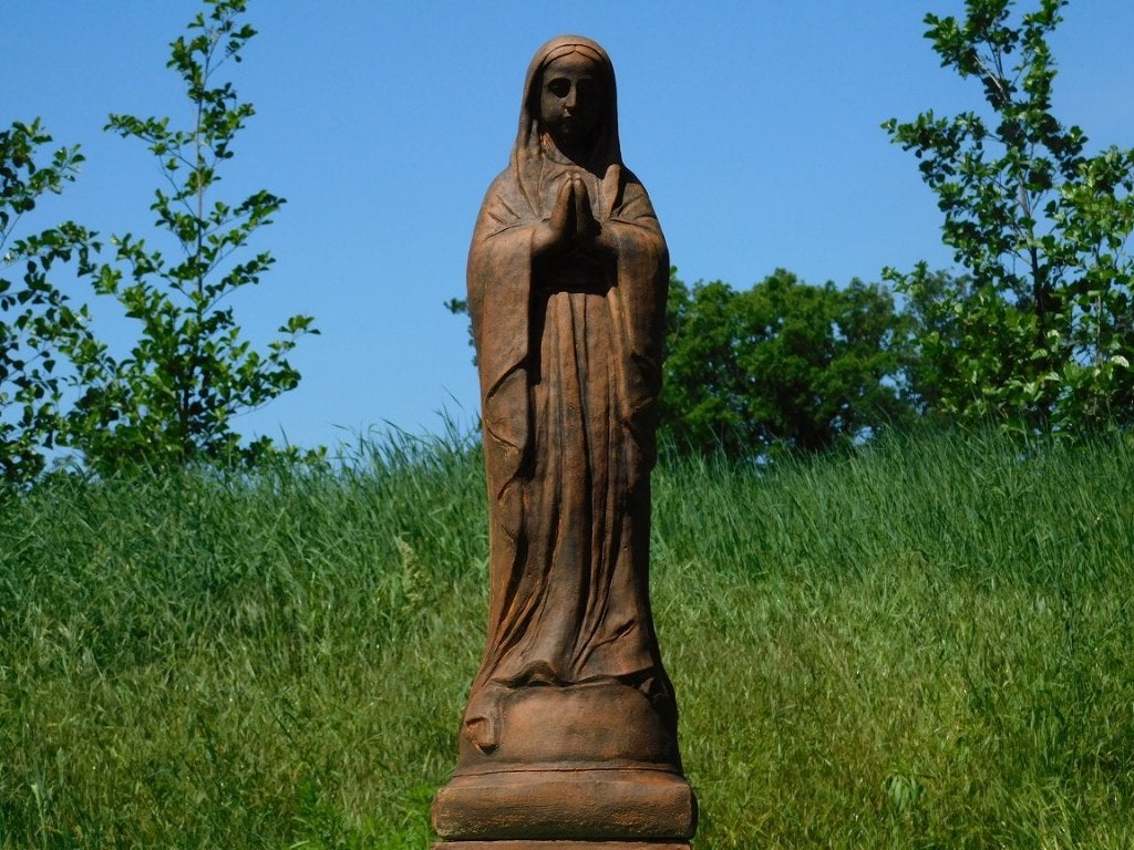 Statue de Marie en prière - 90 cm  Pleine de pierre en oxyde, Jardin & Terrasse, Enlèvement ou Envoi, Pierre, Homme