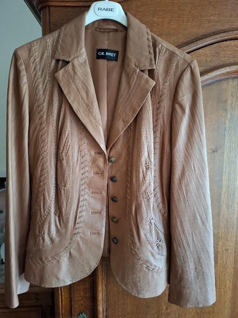 Lederen jasje camel Gil Bret maat 46 (NIEUW), Neuf, Taille 46/48 (XL) ou plus grande, Enlèvement ou Envoi, Beige