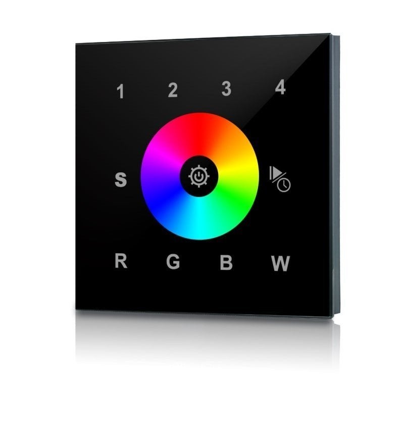LED RF Remote Wall Controller RGB+W zwart 4 zones, Verzenden