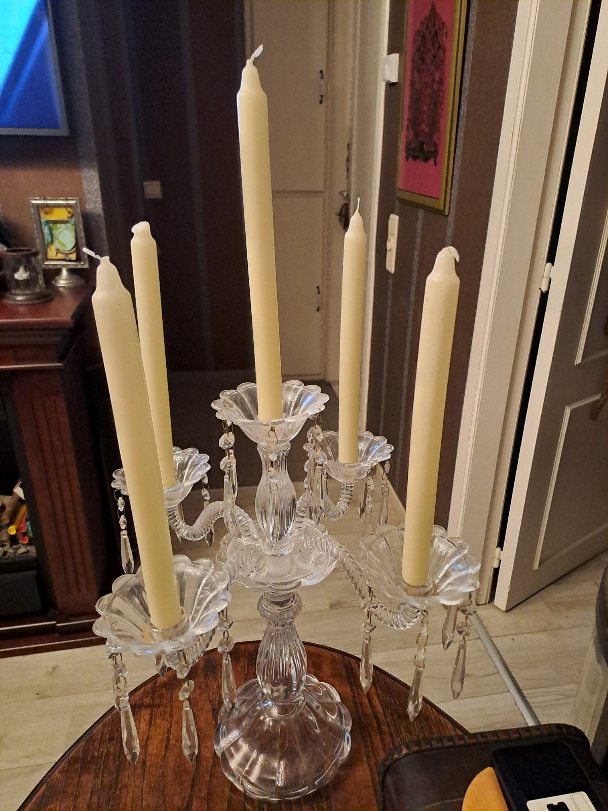 Grote 5 armen crystal kandelaar, als u hem opblinkt is hij n, Huis en Inrichting, Woonaccessoires | Kandelaars en Kaarsen, Ophalen of Verzenden