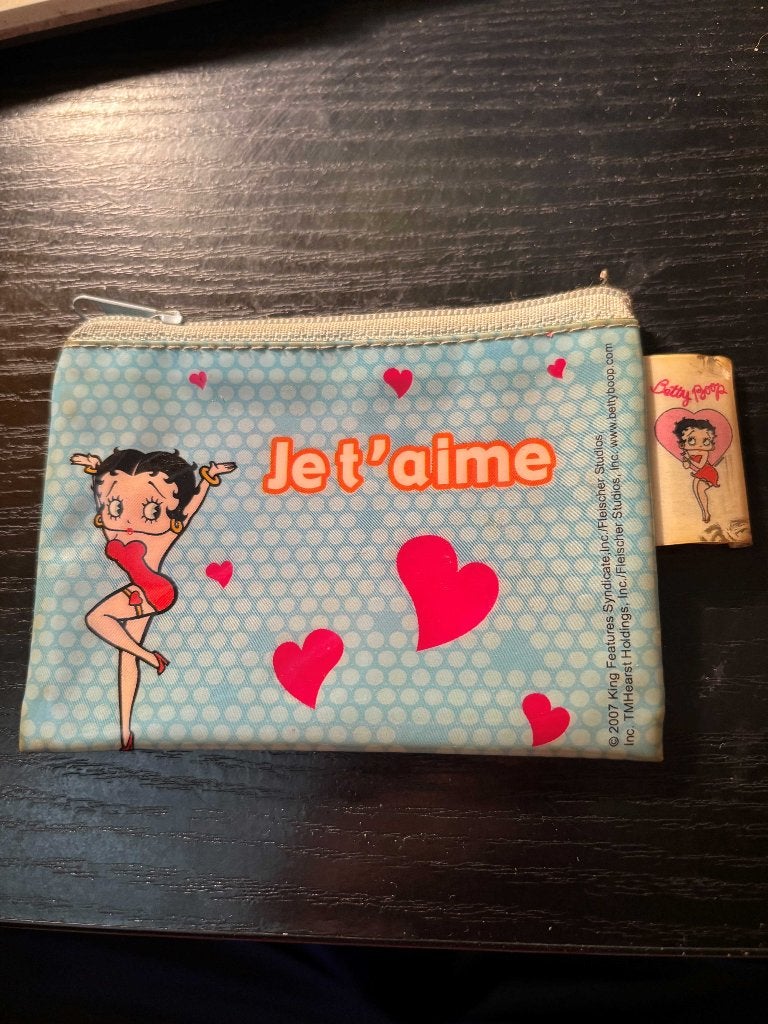 Betty Boop Je t'aime portemonnee, Ophalen of Verzenden, Gebruikt, Blauw, Overige typen