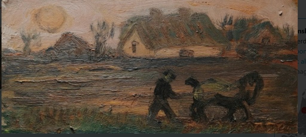 Gustave Franciscus De Smet '' Boer met paard "" olieverf, Antiek en Kunst, Kunst | Schilderijen | Klassiek, Verzenden