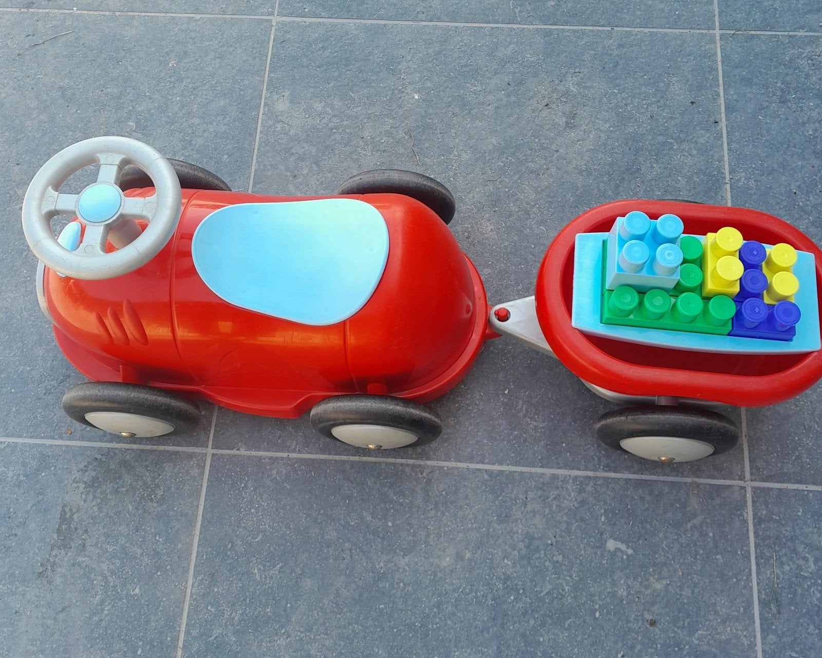 loopauto met karretje, Ophalen