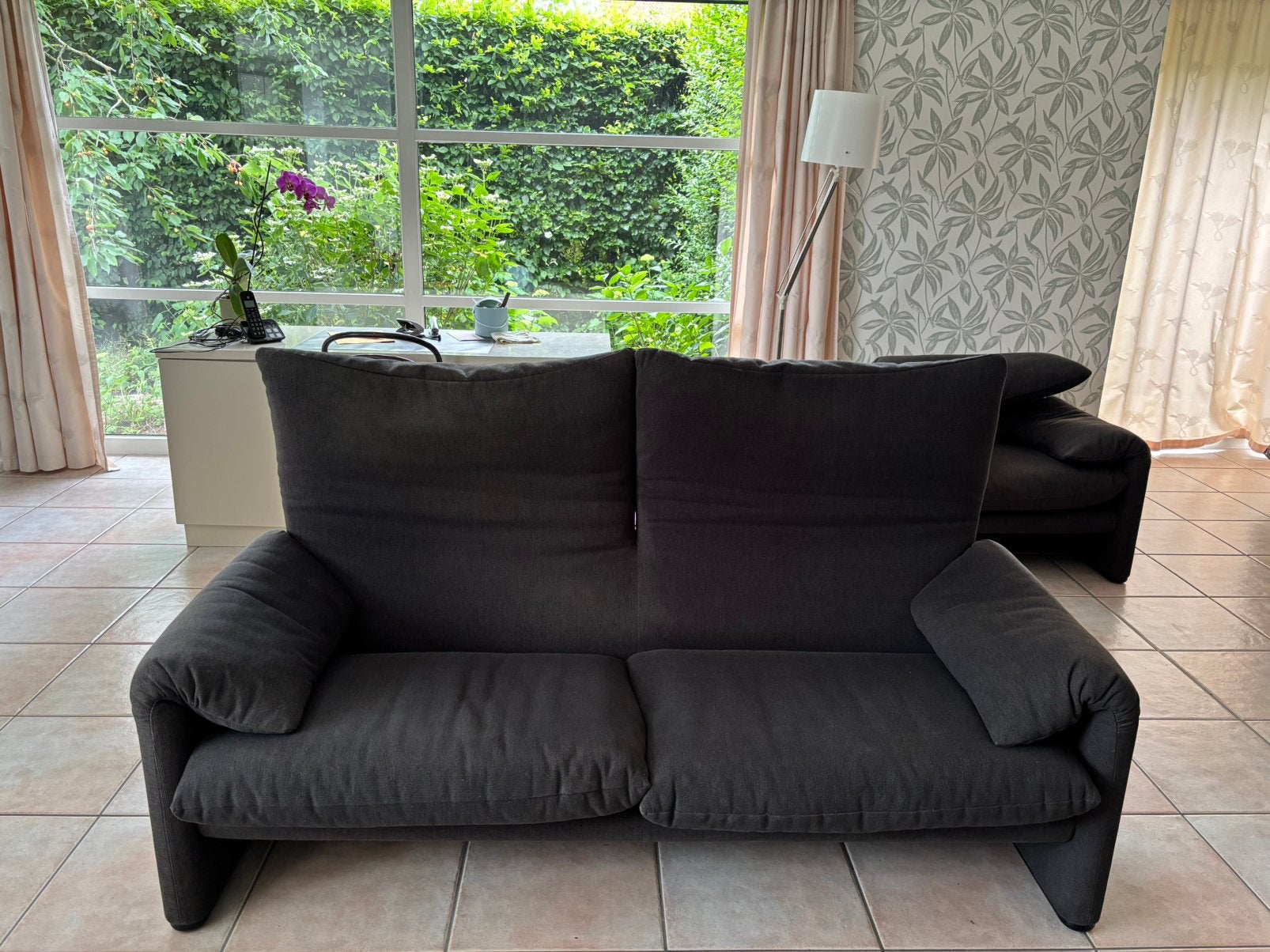 Bankstel Cassina Maralunga 2-zit 190cm en 2 1-zits, Huis en Inrichting, Zetels | Zetels, Gebruikt, Rechte bank, Vierpersoons of meer